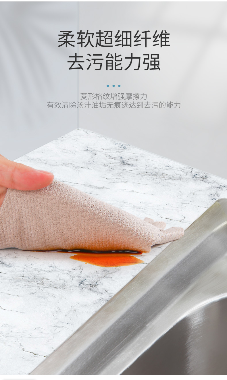 善妮欧德(suniode)鱼鳞抹布无痕抹布30*40cm 5条一组混色 擦玻璃吸水不掉毛不留痕清洁抹布菱形格(图6)