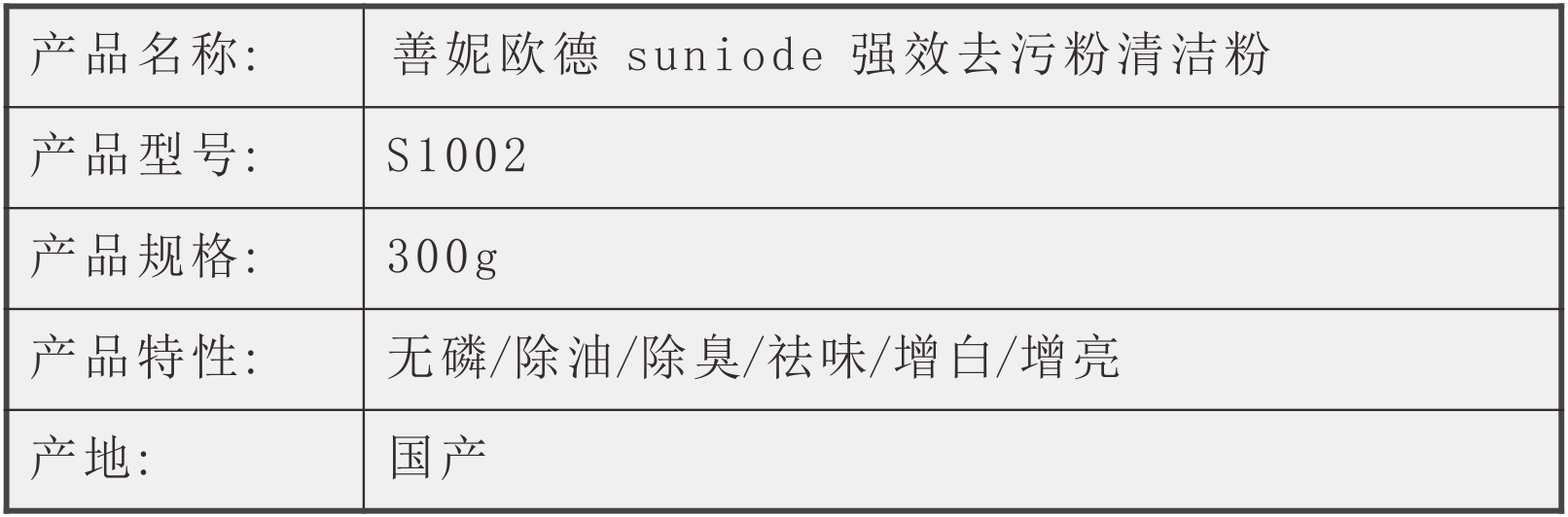善妮欧德(suniode)强效去污粉 S1002 300克/袋 (图1)