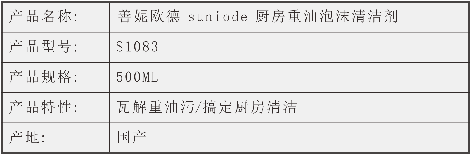 善妮欧德(suniode) 重油泡沫清洁剂500ml S1083(图1)