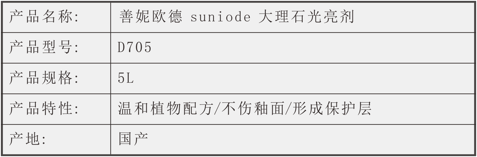 善妮欧德(suniode)大理石打蜡水光亮剂 S705 5L/桶(图1)