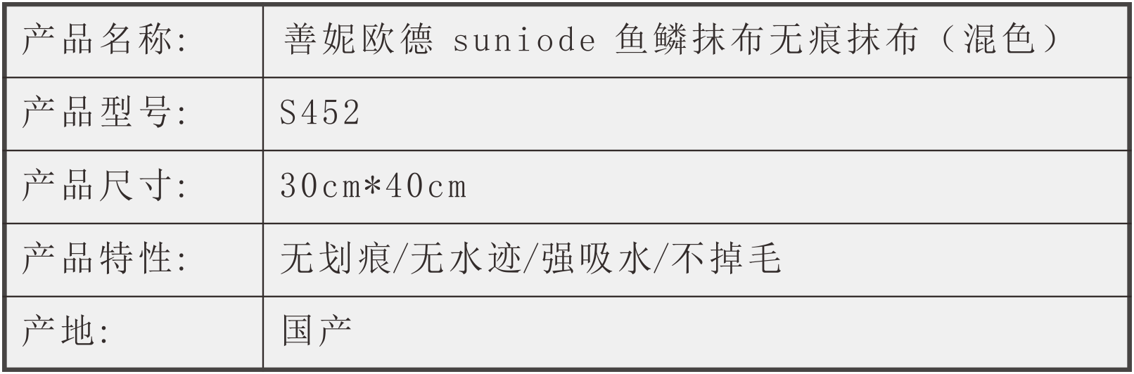 善妮欧德(suniode)鱼鳞抹布无痕抹布30*40cm(图1)