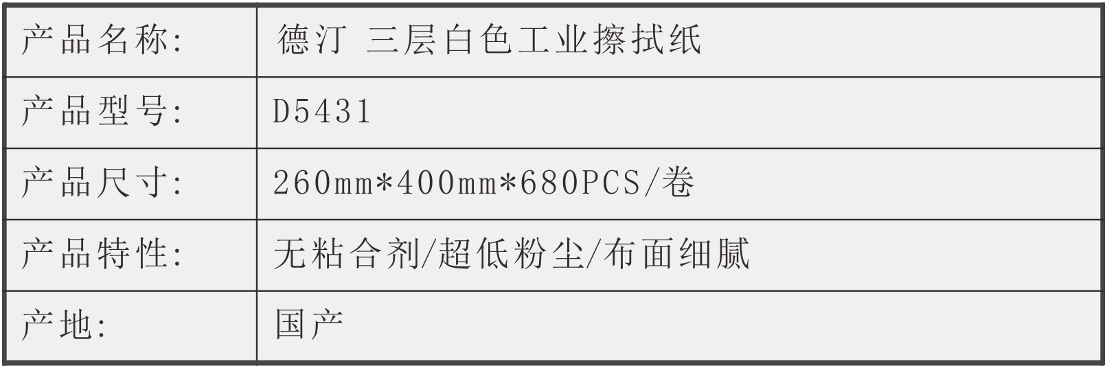 德汀 三层白色工业擦拭纸680PCS/2卷/箱 D5431(图1)