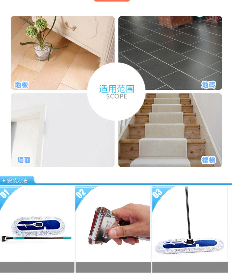 善妮欧德(Suniode)尘推罩平板推布替换布油拖布 80CM  5个/组(图8)