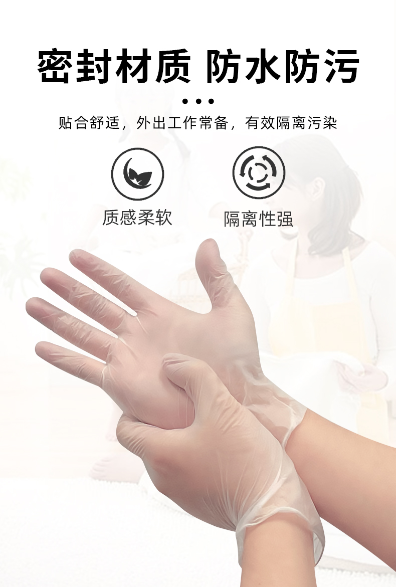 善妮欧德 一次性PVC手套透明 100只/盒 S1196 盒(图8)