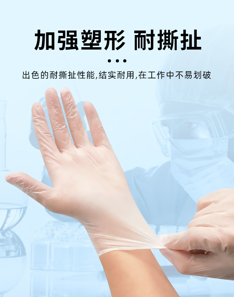 善妮欧德 一次性PVC手套透明 100只/盒 S1196 盒(图7)