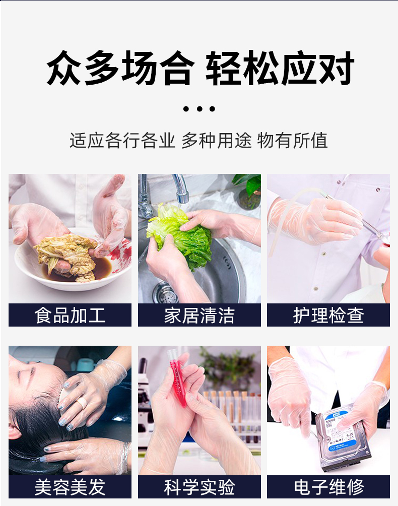 善妮欧德 一次性PVC手套透明 100只/盒 S1196 盒(图3)