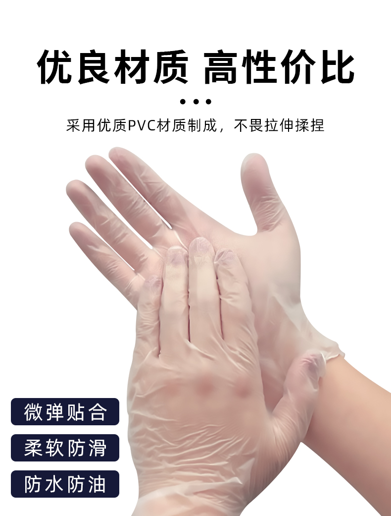 善妮欧德 一次性PVC手套透明 100只/盒 S1196 盒(图6)